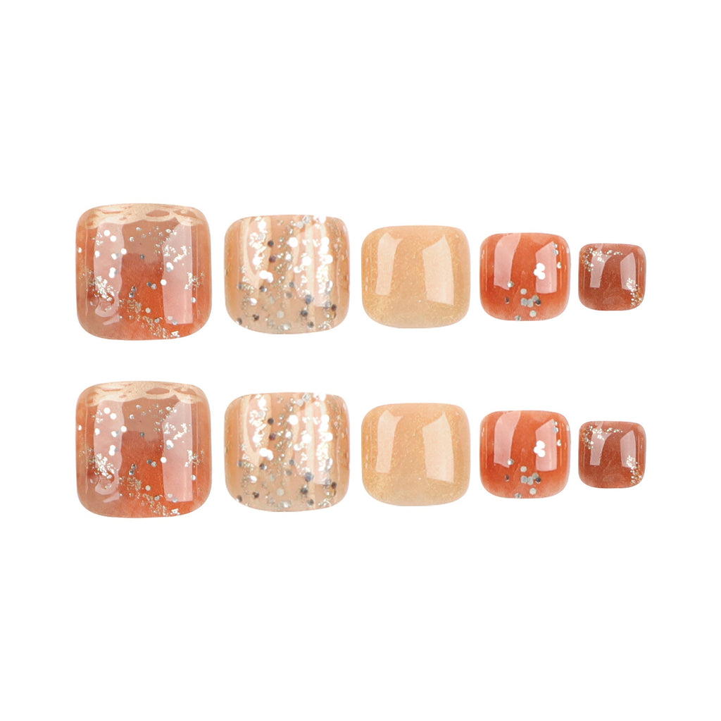 Caramel Cloud press-on toenails