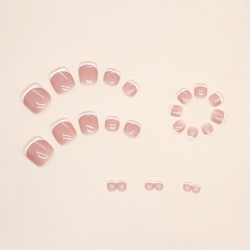 Blush French press-on toenails