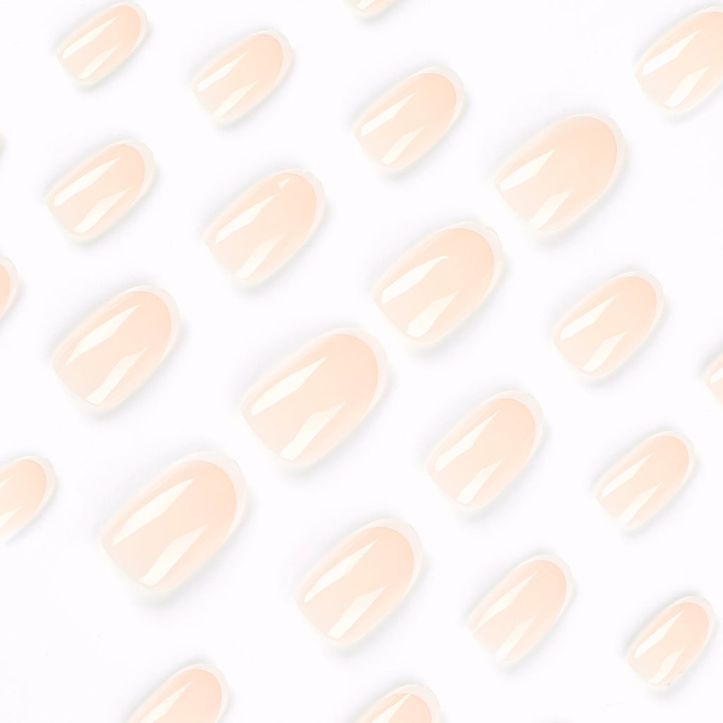 Clean White French short almond press-on nails
