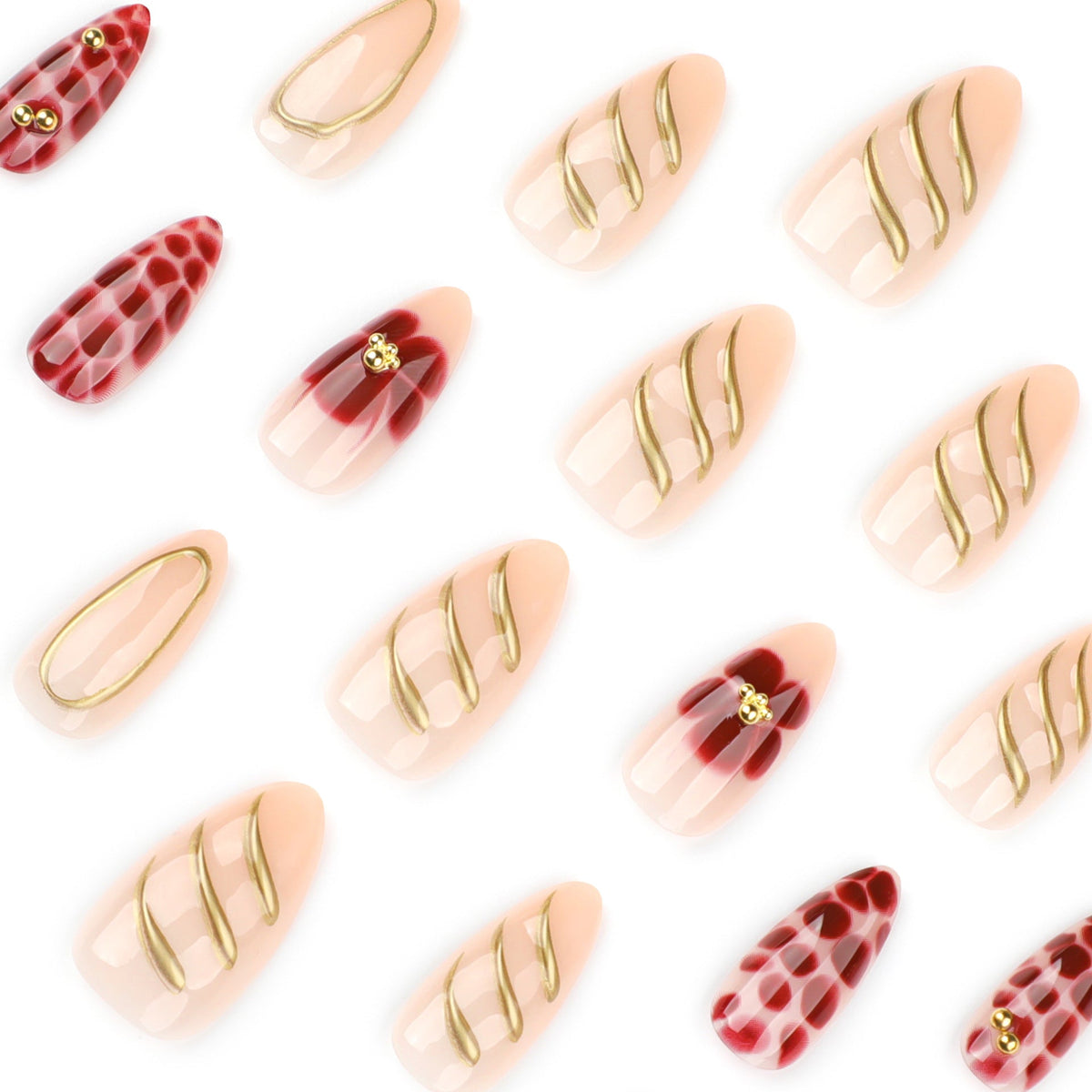 Sculpted 3D Almond short press-on nails