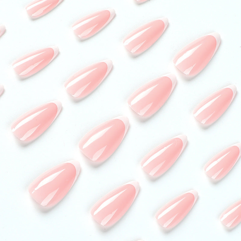 Clean White French short almond press-on nails
