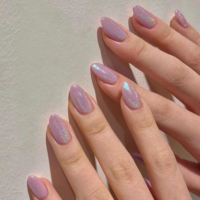 Purple Aurora glitter press-on nails