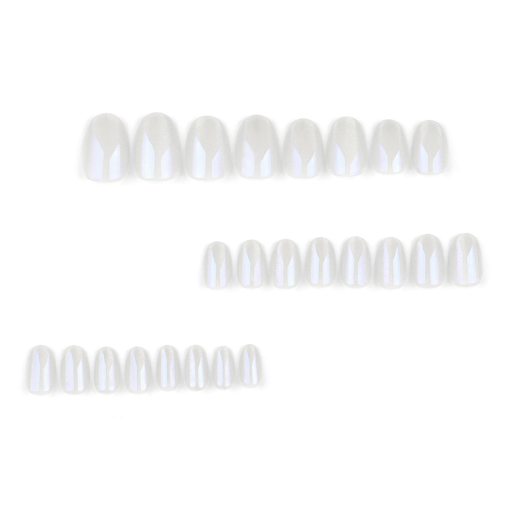 Aurora cat-eye press-on nails, alternate angle showing reflective finish