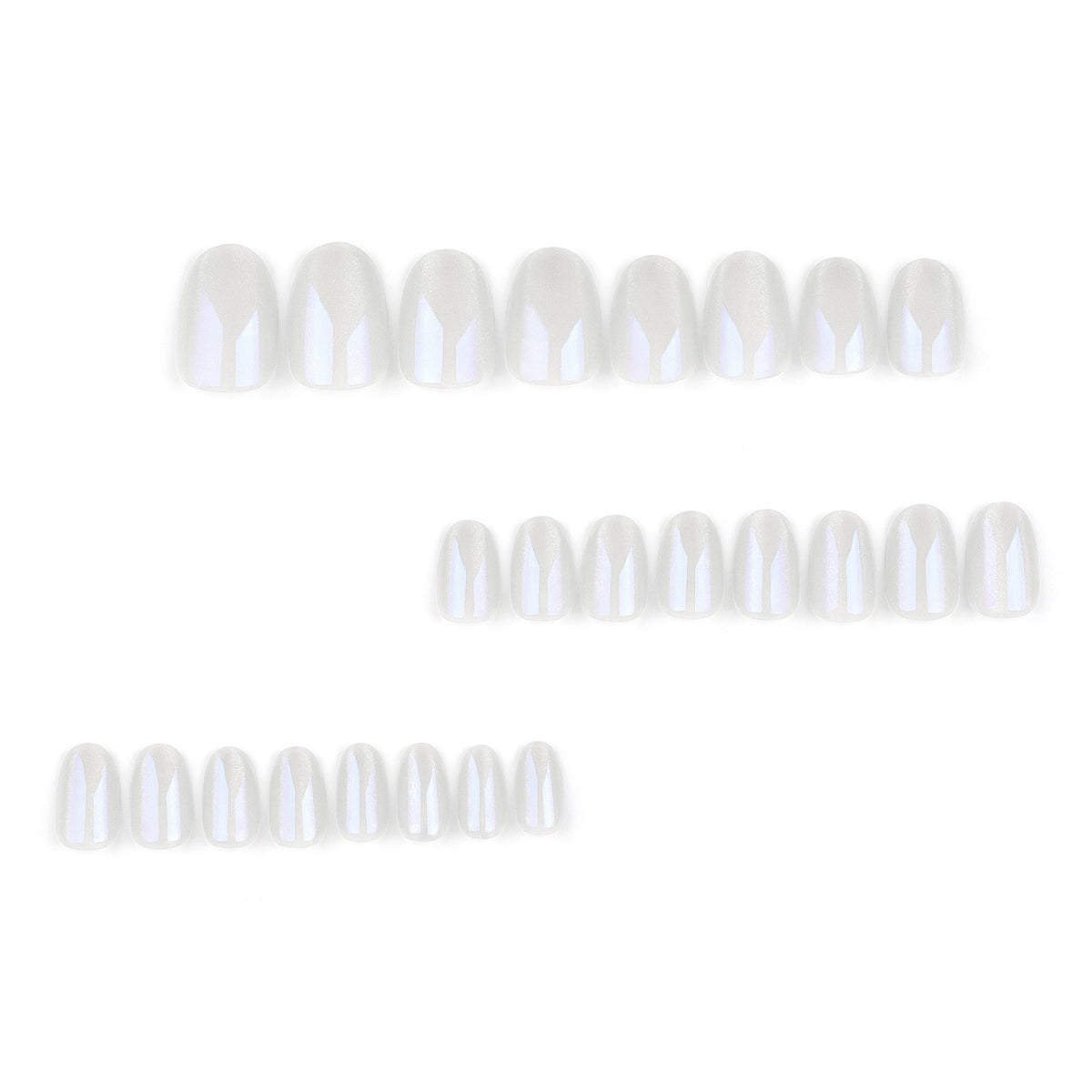Aurora cat-eye press-on nails, alternate angle showing reflective finish