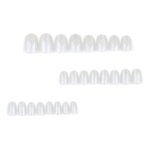 Aurora cat-eye press-on nails, alternate angle showing reflective finish