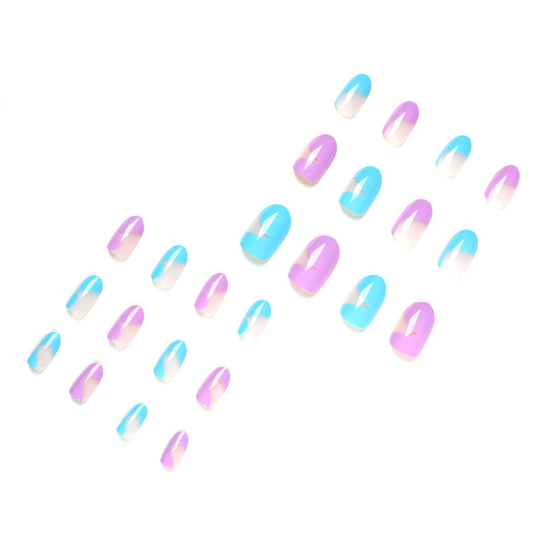 Colorblock French press-on nails