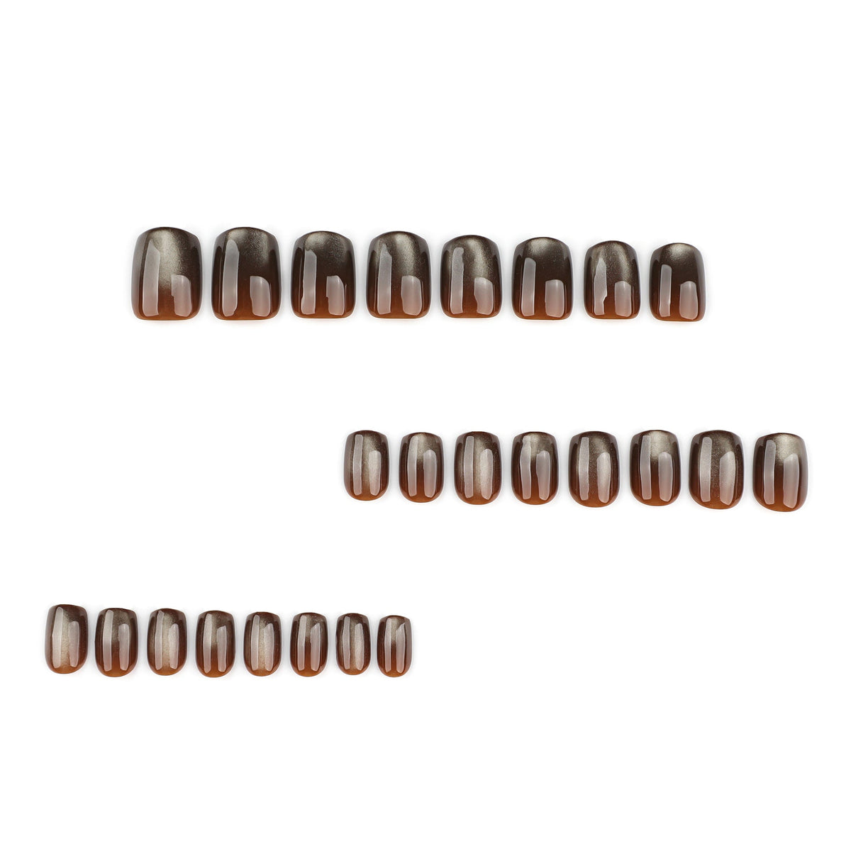 Cocoa Glow metallic short square press-on nails