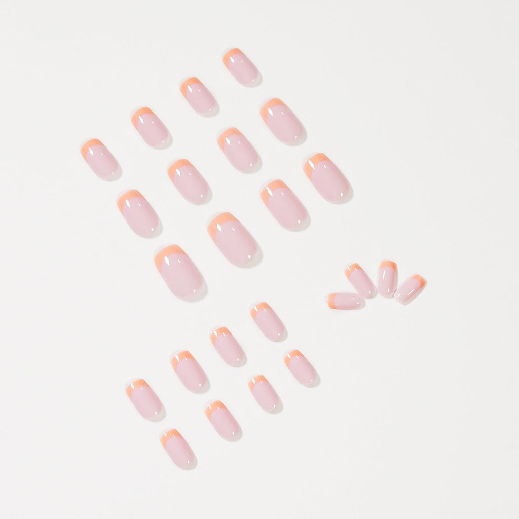 Citrus Pearl French nude press-on nails