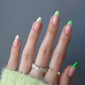 Green French medium press-on nails