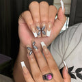 Butterfly French long coffin press-on nails