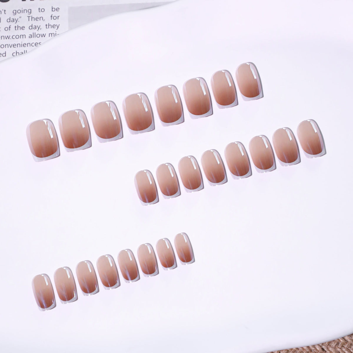Soft Fade French short square press-on nails
