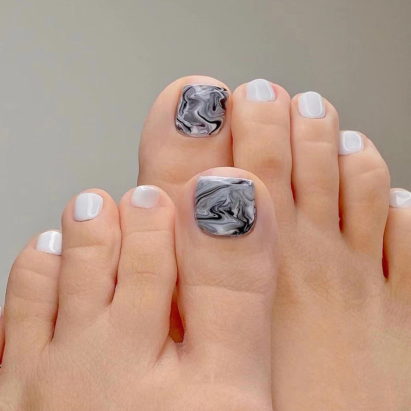 Clean White Pedi press-on toenails