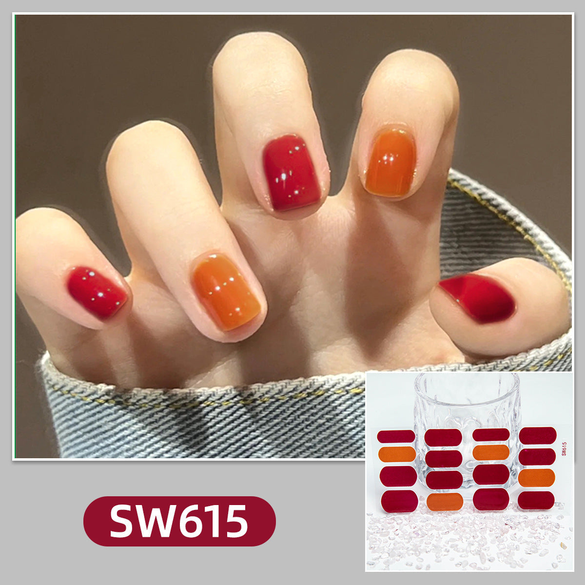 Soft Color gradient and solid nail art stickers