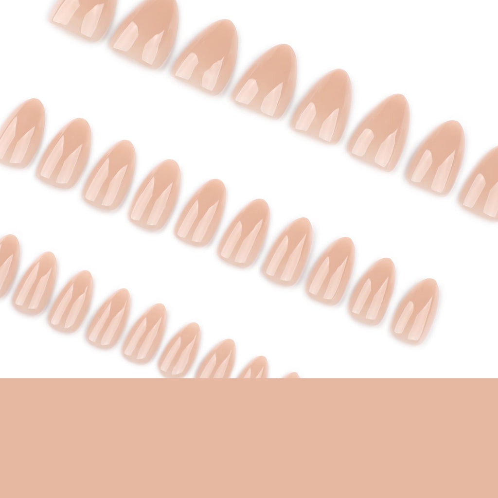 Nude Minimal Almond short press-on nails