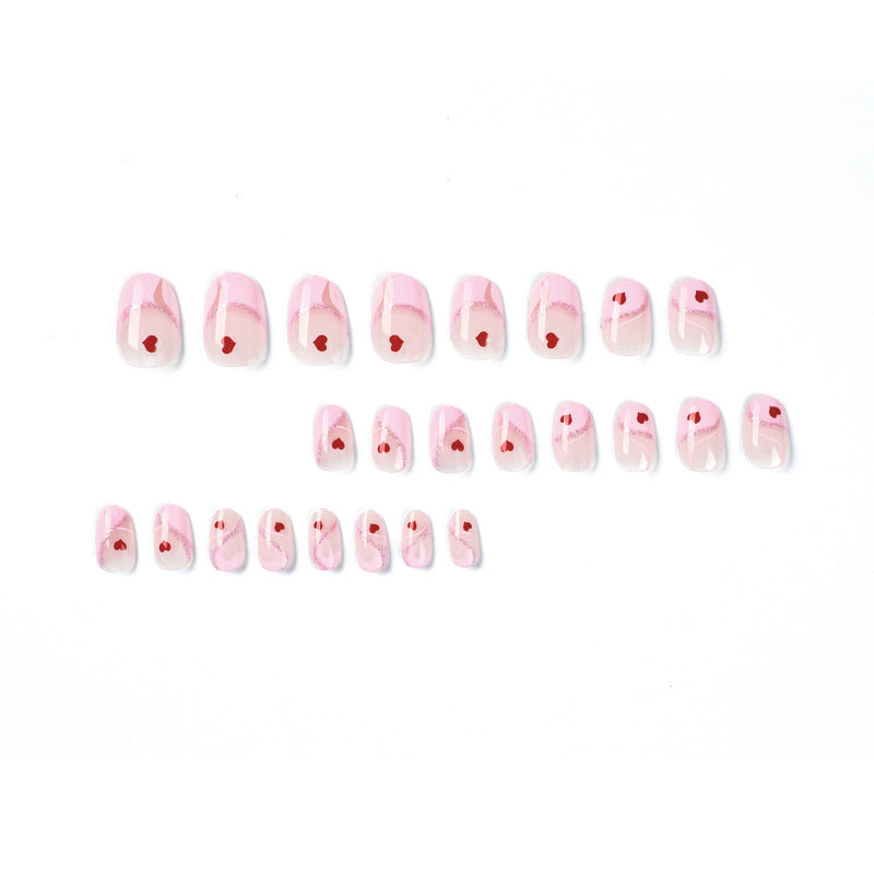 Sweetheart Swirl pink and red heart press-on nails, alternate view 2