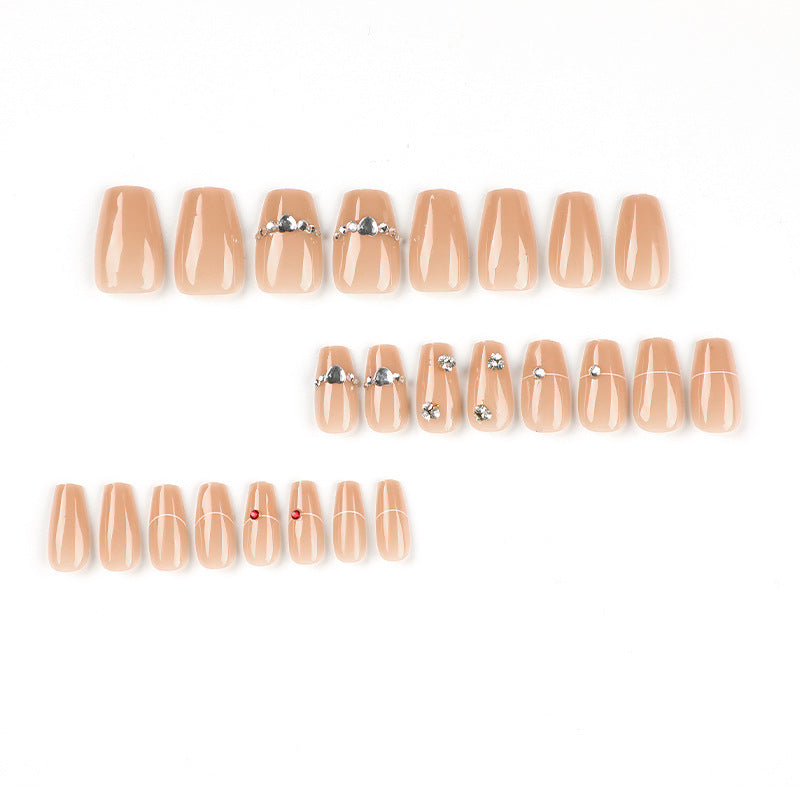 Nude Crystal Line rhinestone press-on nails