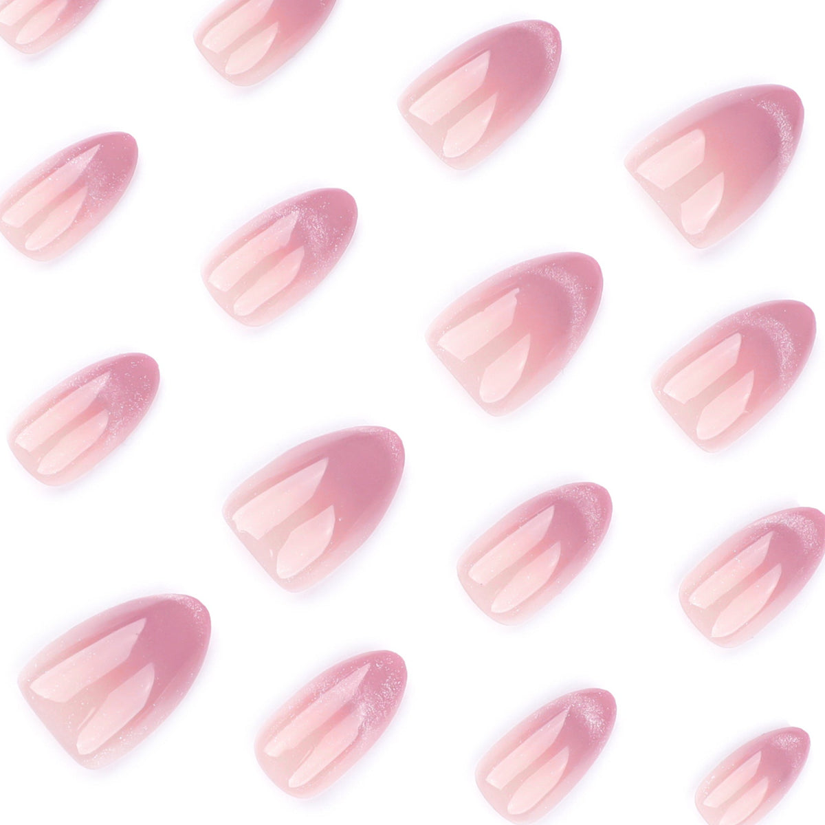 Orchid Cat Eye French pink and purple short almond press-on nails