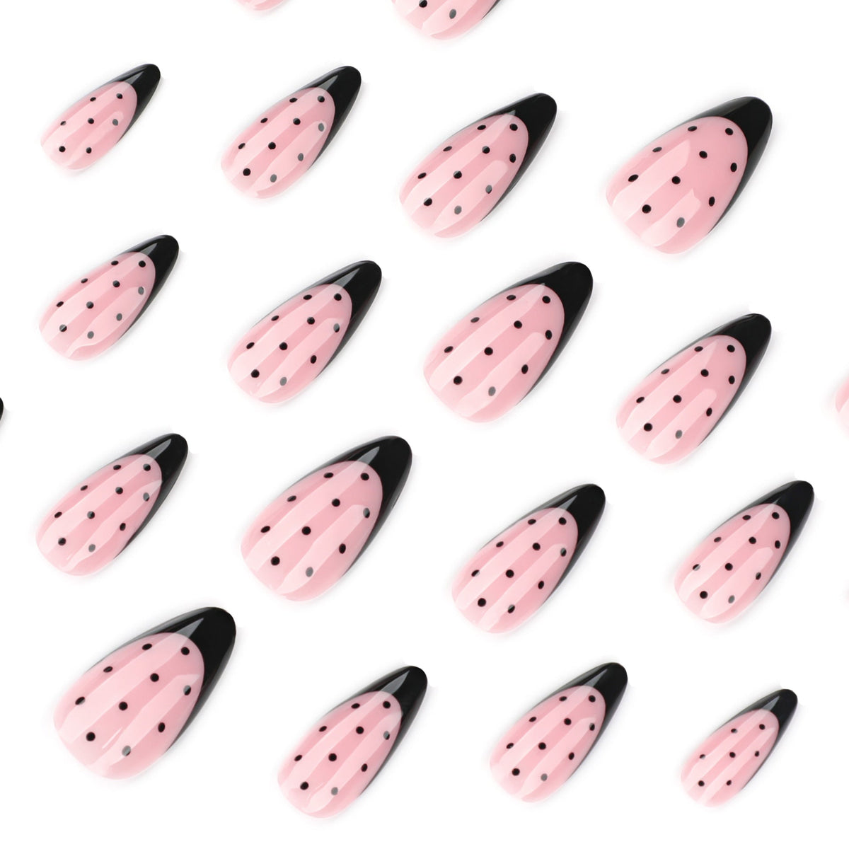 Noir Dot French almond press-on nails