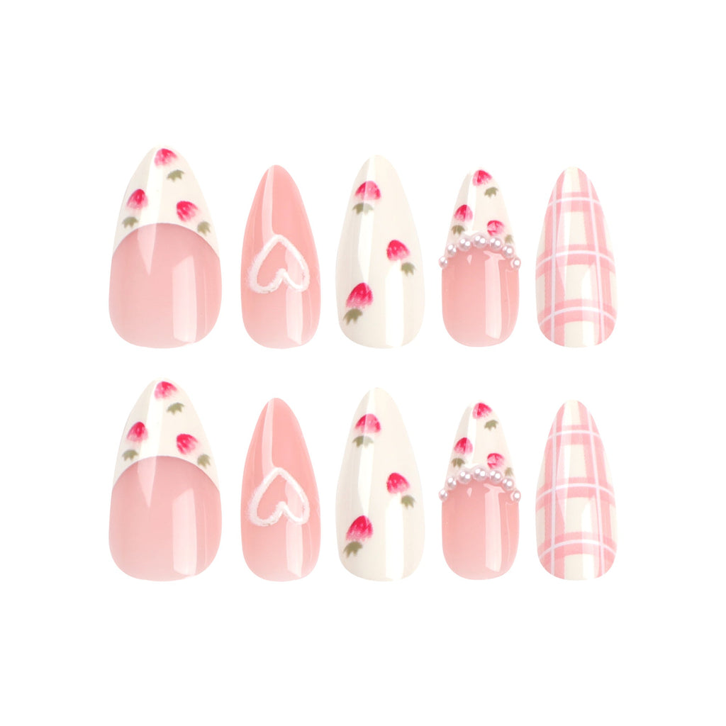 Strawberry Sweetheart press-on nails