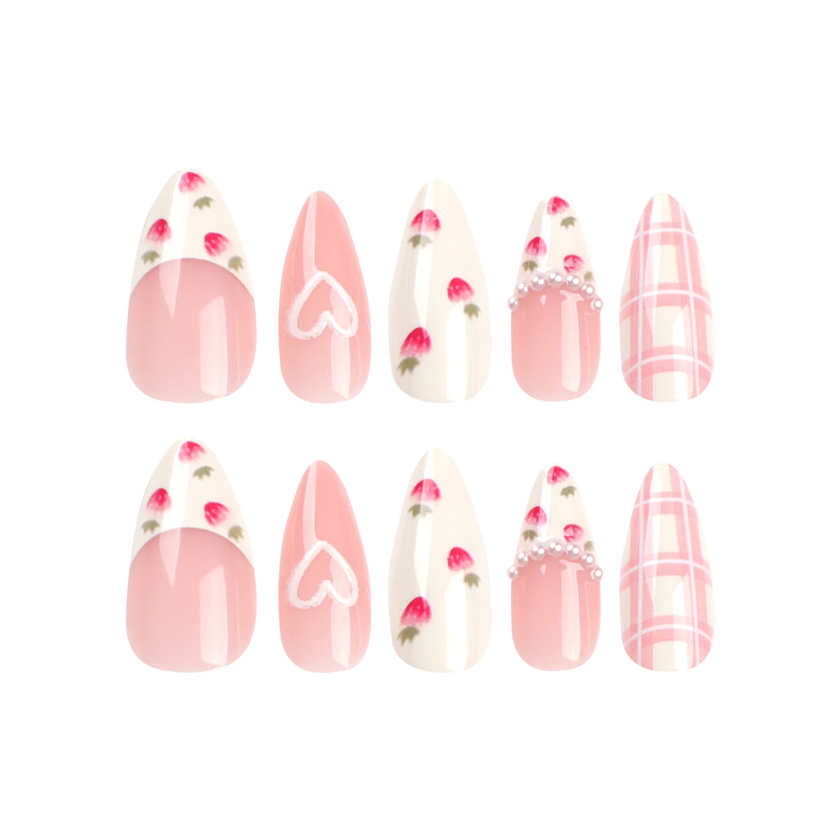 Strawberry Sweetheart press-on nails