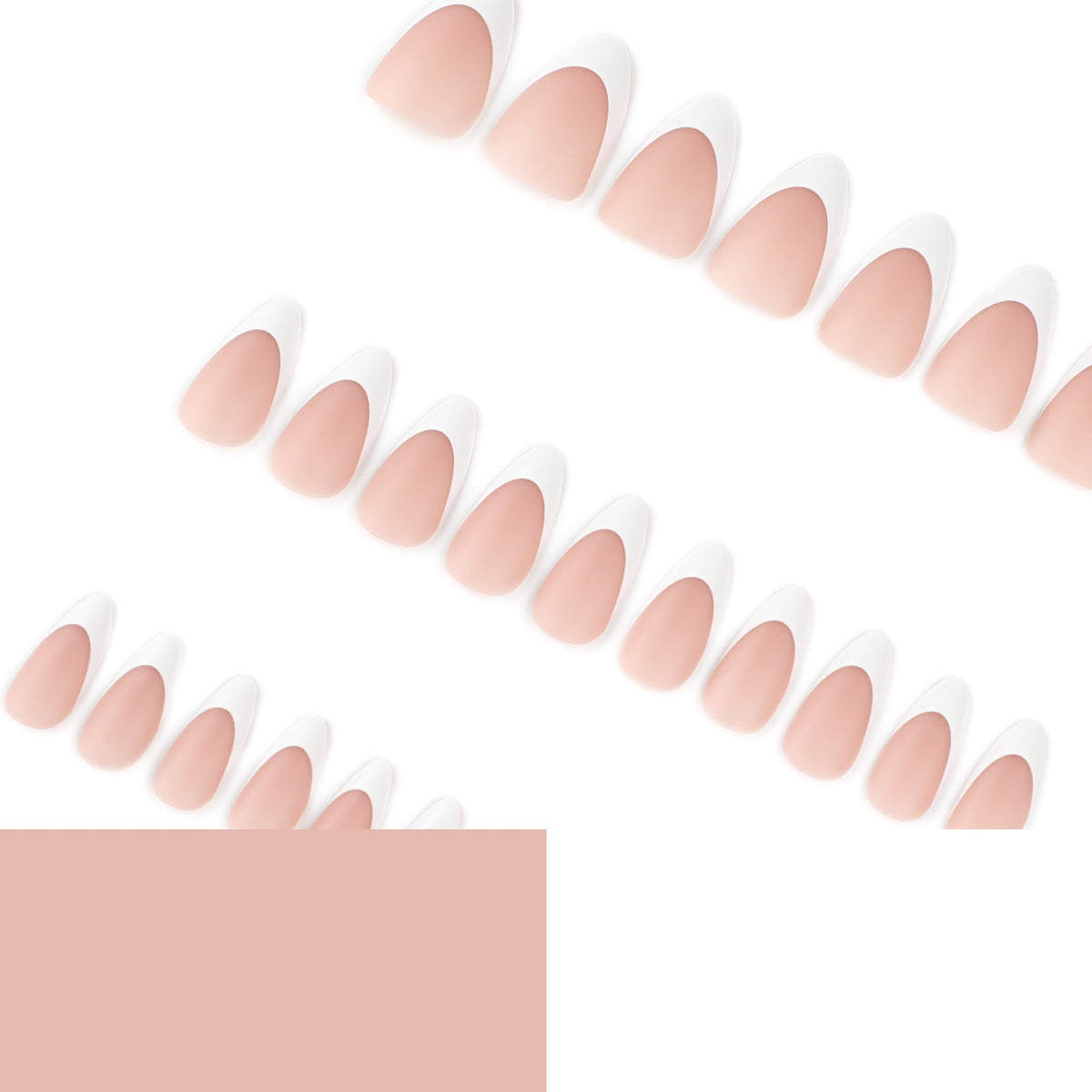 Matte White French short almond press-on nails