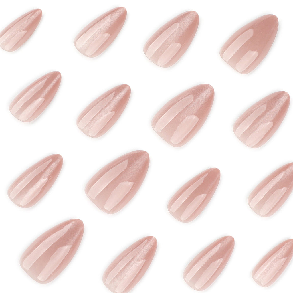 Milky Nude Gradient almond press-on nails