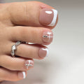 Crystal White French press-on toenails