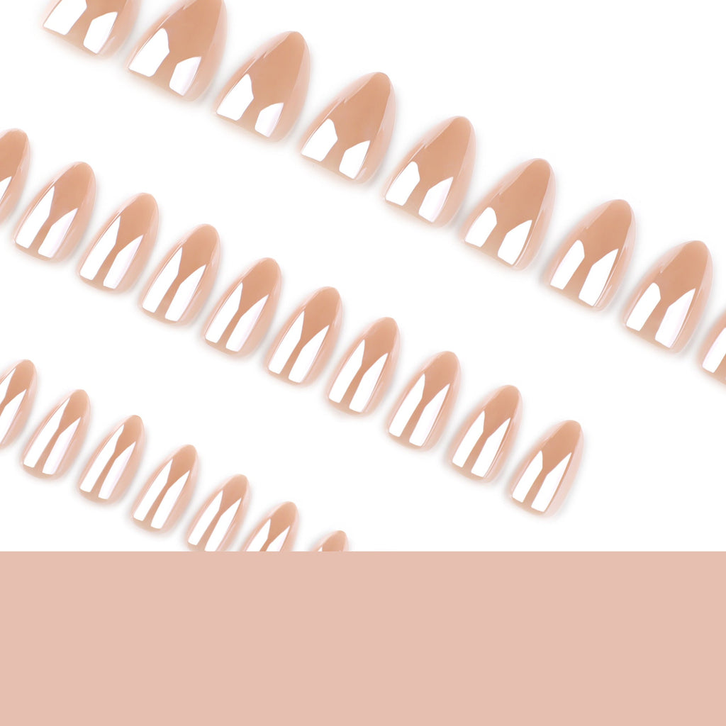Nude Flash short almond press-on nails