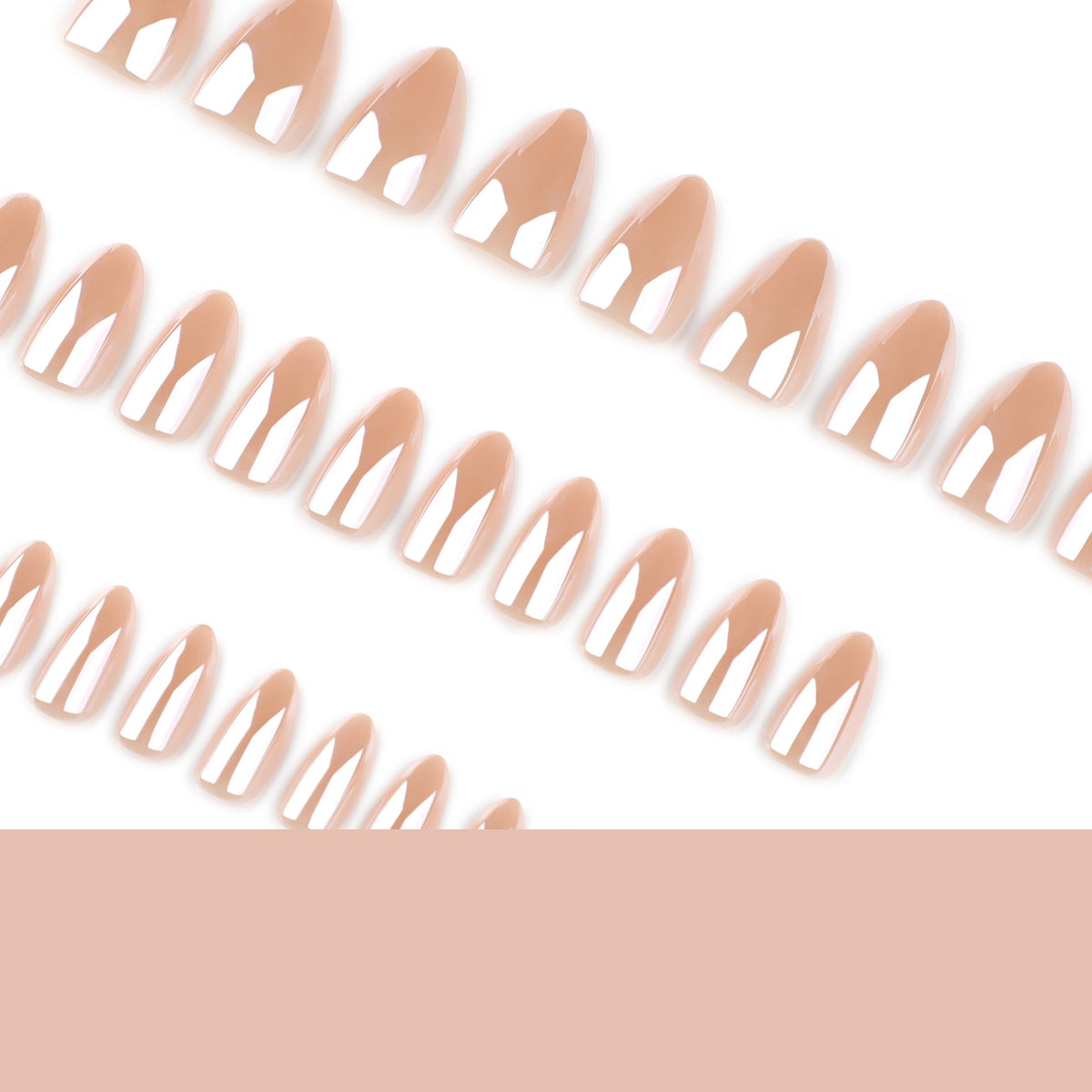 Nude Flash short almond press-on nails