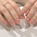Soft Blush short almond press-on nails