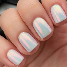 Pearl Chrome Glow iridescent press-on nails
