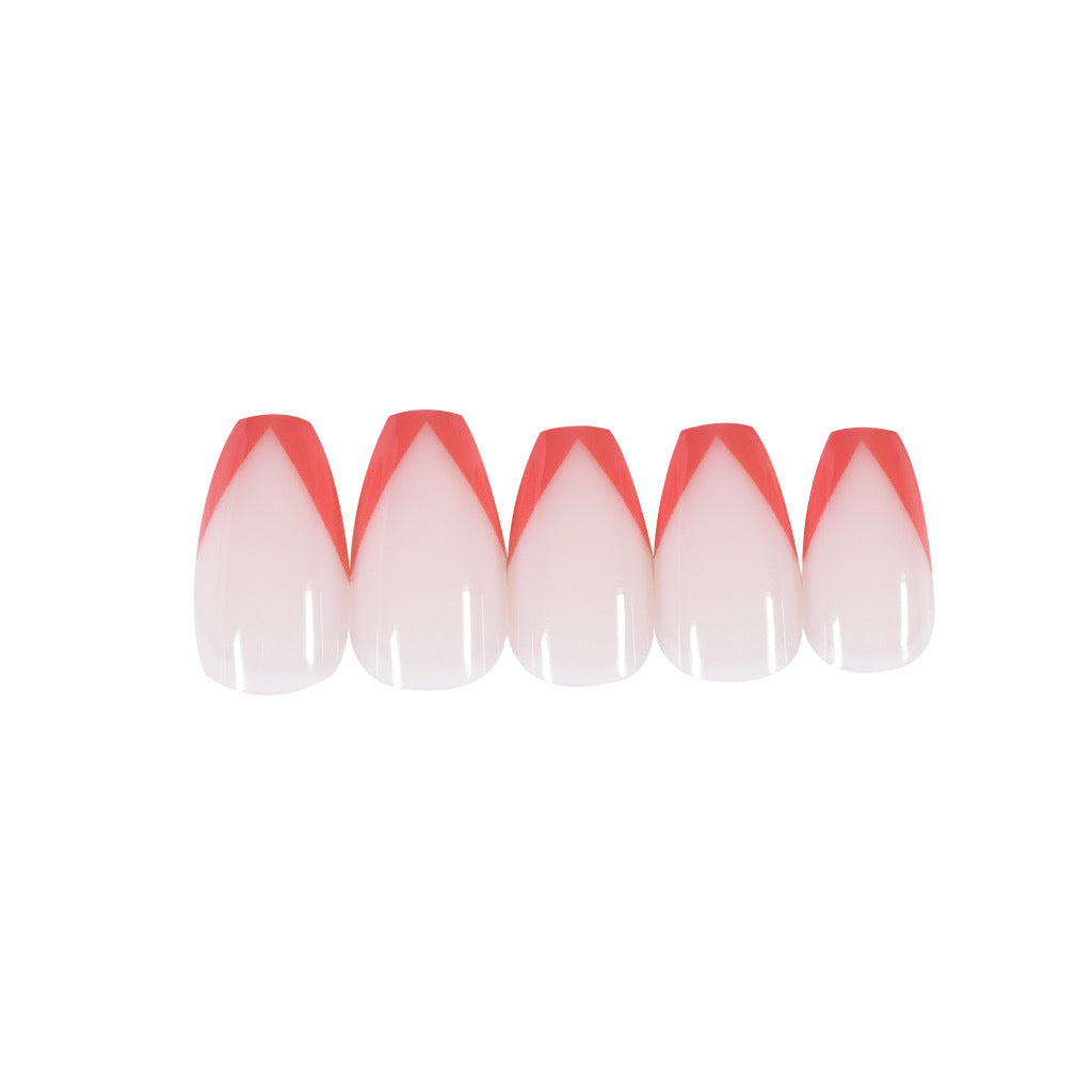 Ruby Bevel French short ballet press-on nails