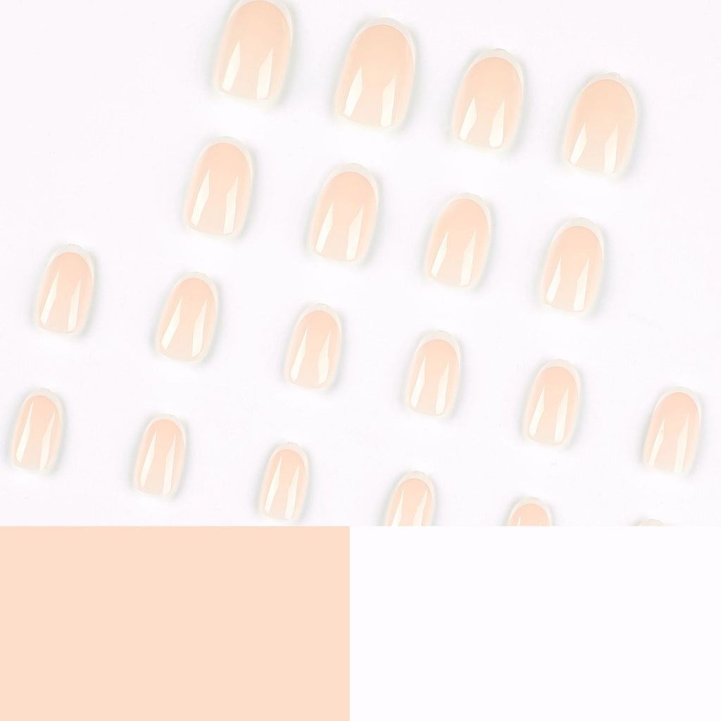 Clean White French short almond press-on nails