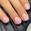 Purple Blossom French short square press-on nails