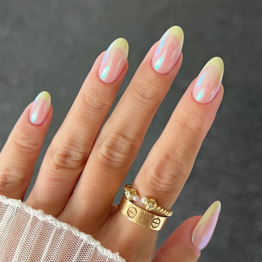 Lemon French Almond short press-on nails