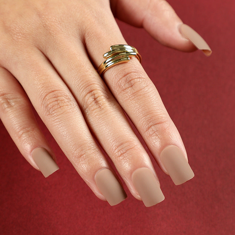 Matte Color Block square press-on nail collection