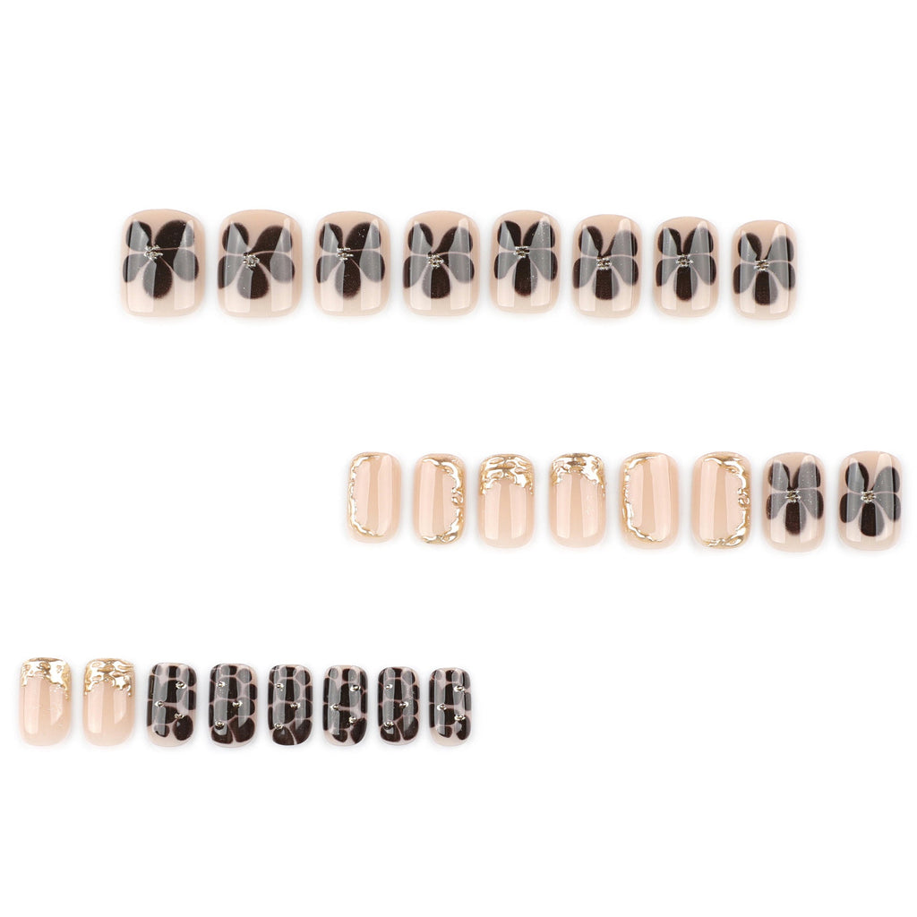 Cocoa Petal 3D short square press-on nails