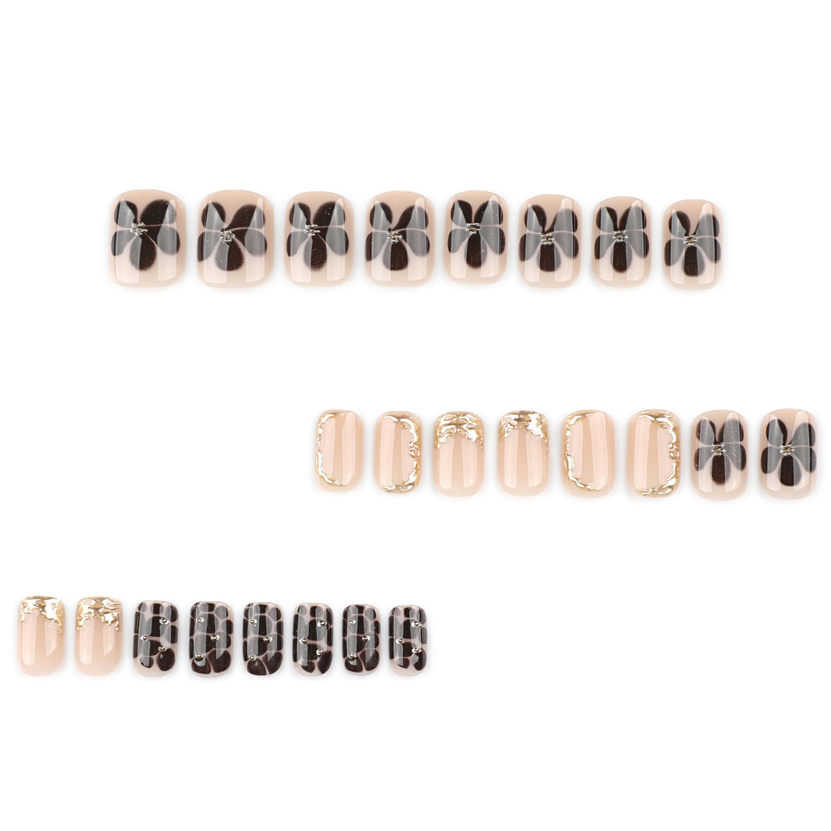 Cocoa Petal 3D short square press-on nails