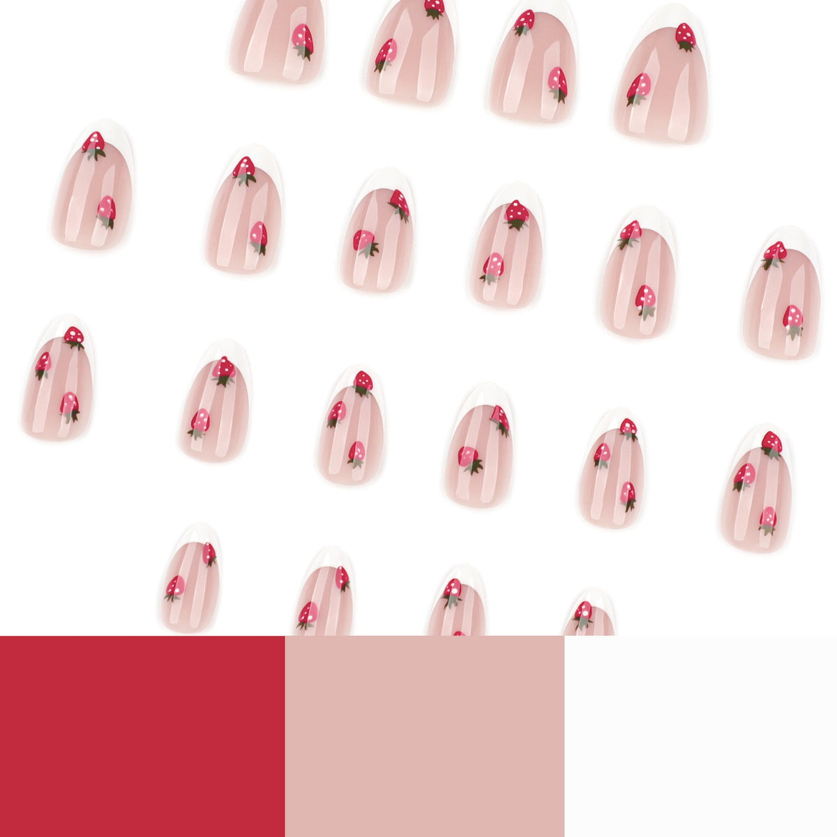 Strawberry French Almond short press-on nails