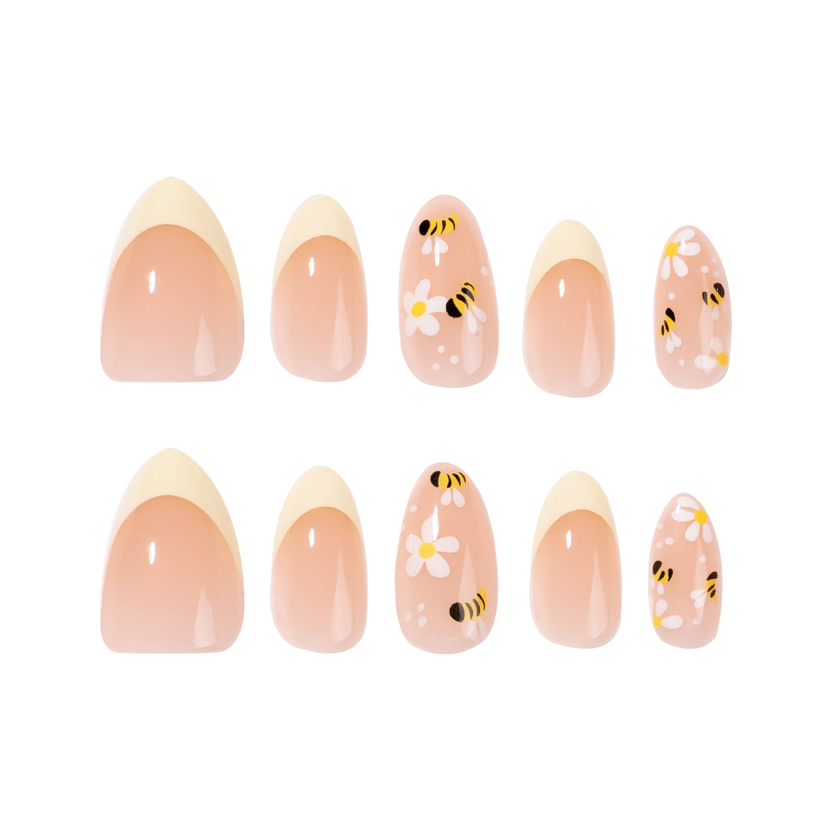 Honey Daisy spring floral and bee press-on nails