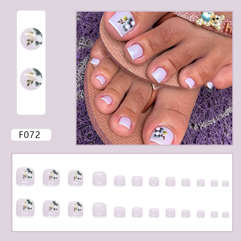 Fresh Floral French press-on toenails