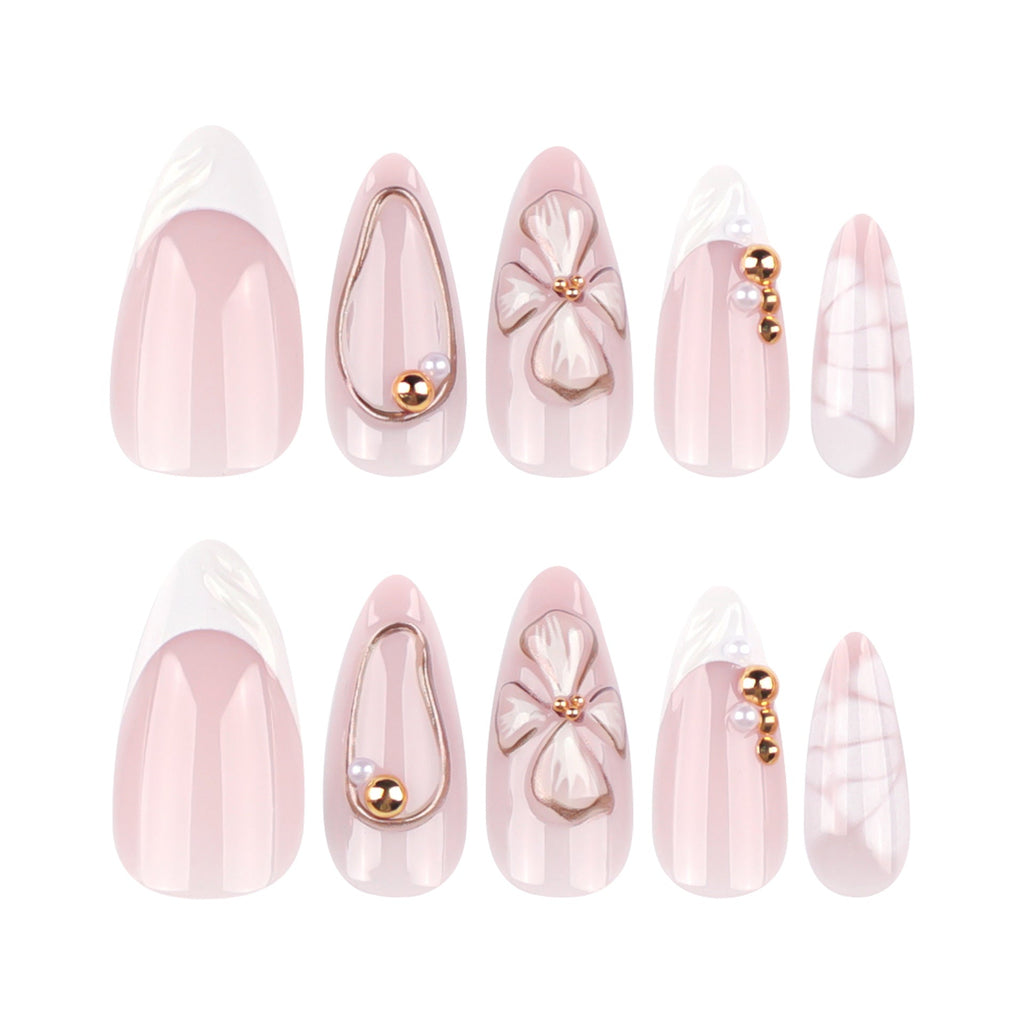 Fresh 3D Blossom short almond press-on nails