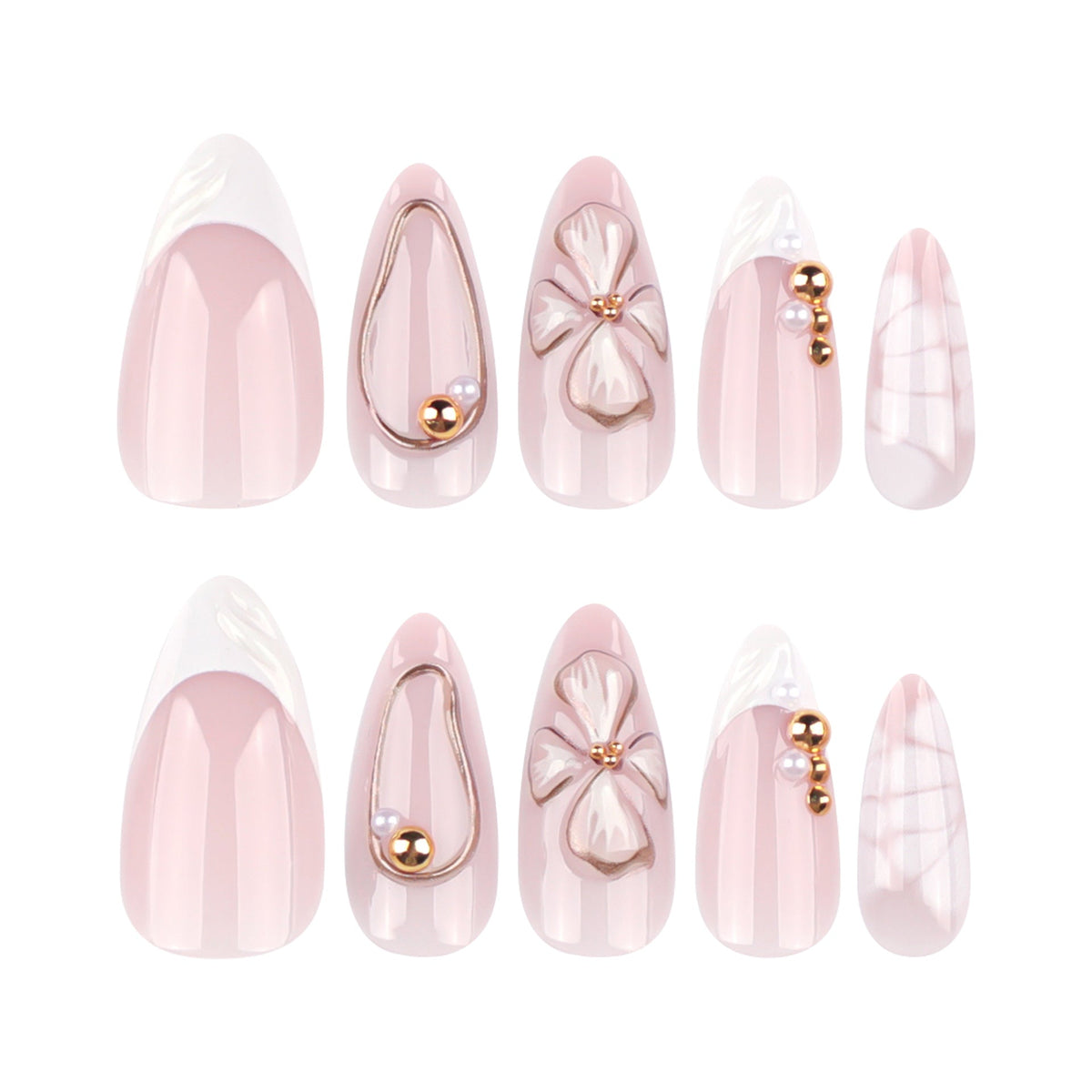 Fresh 3D Blossom short almond press-on nails