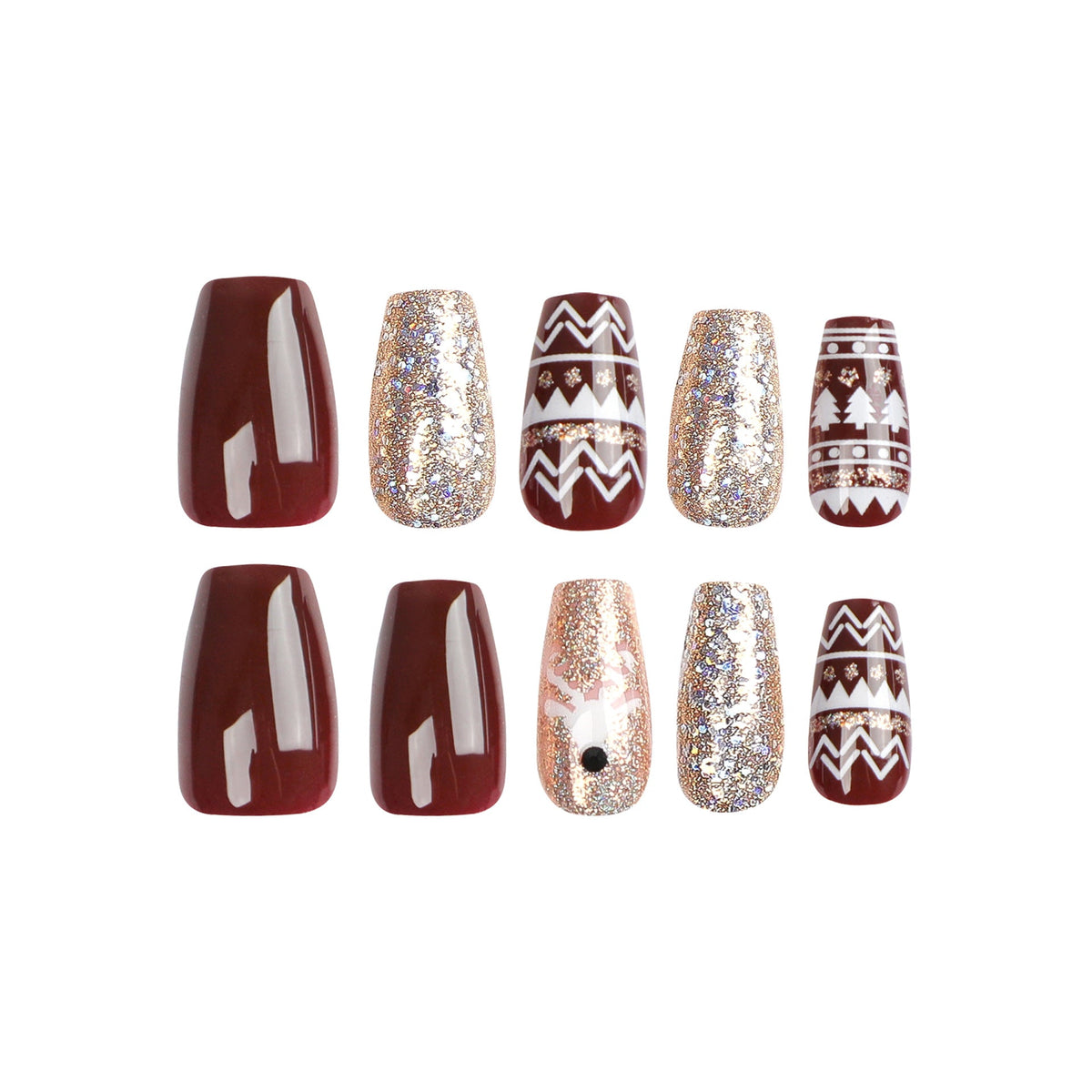 Holiday Reindeer Ballet Christmas press-on nails