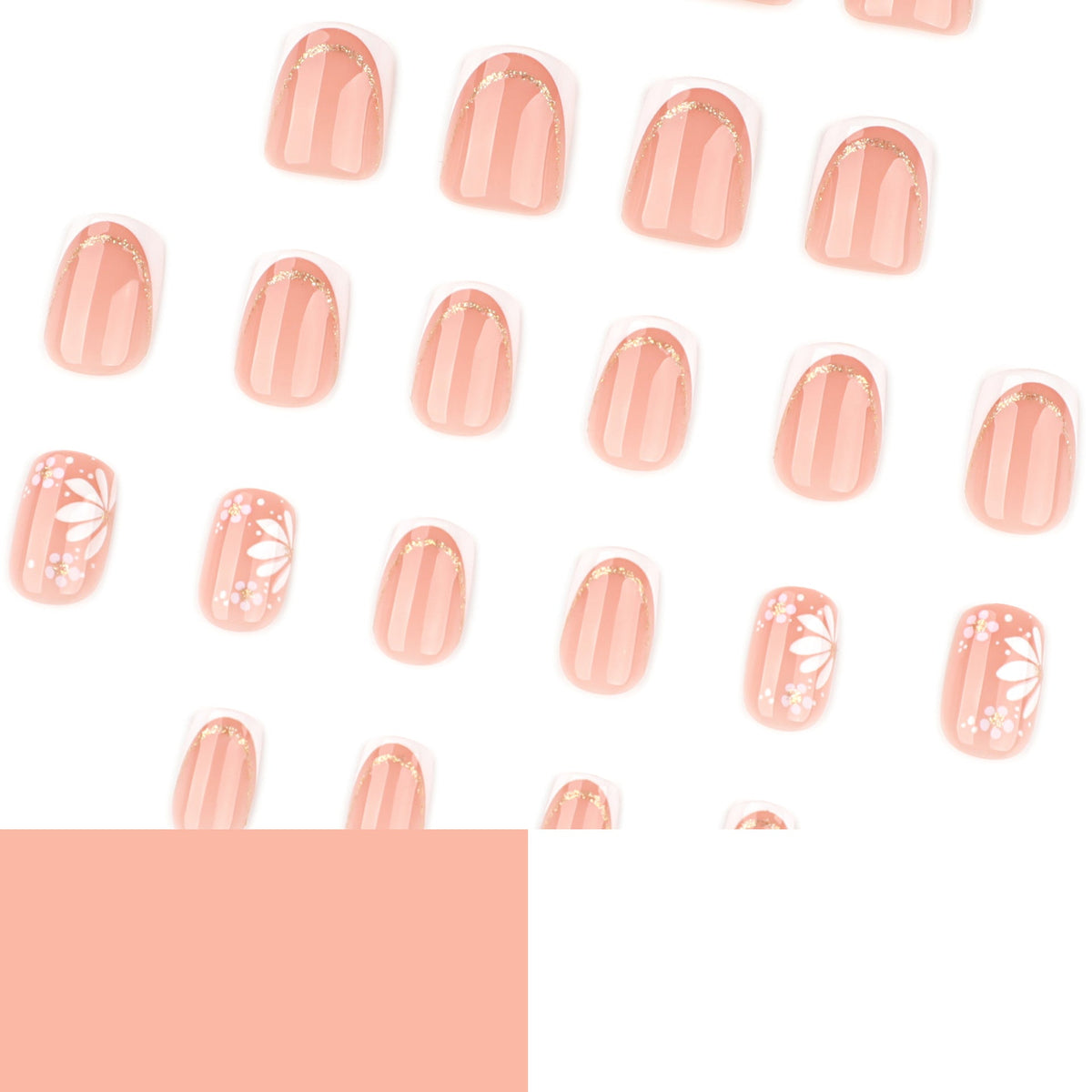Gilded Blossom French short square press-on nails