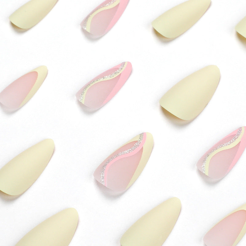 Pastel Line French matte glitter press-on nails