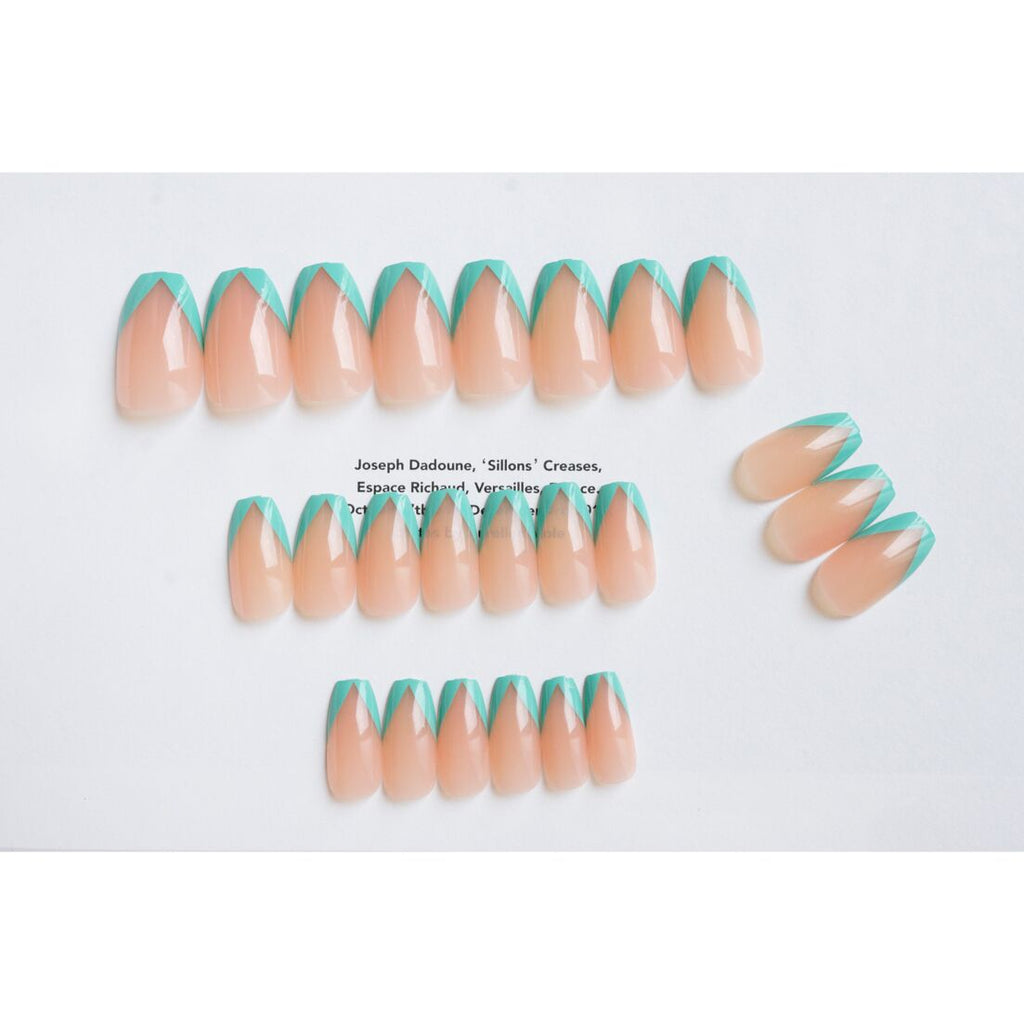Lagoon Oblique French blue-green press-on nails