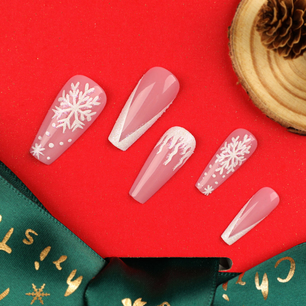 Snowflake Noel Christmas press-on nails