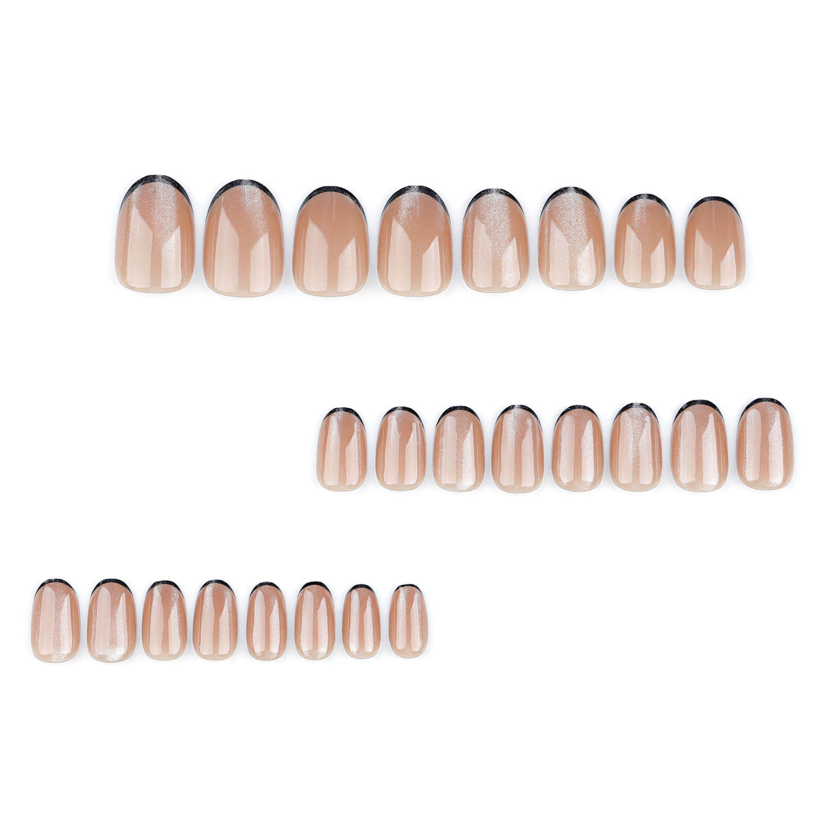 Cocoa Cat Eye French short press-on nails