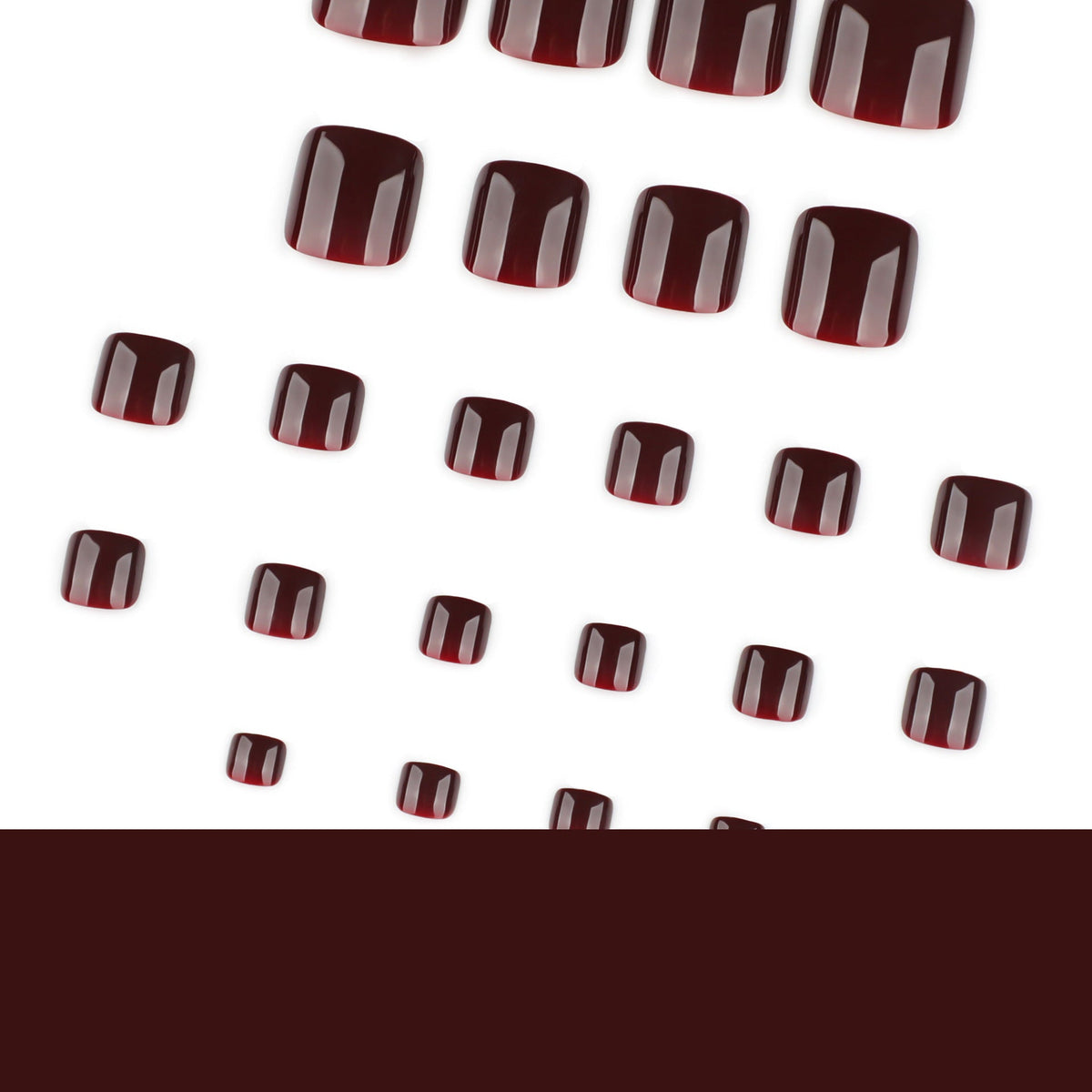 Burgundy Luxe glossy press-on toenails